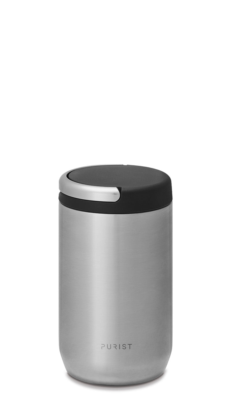 Glass-lined Purist 10 oz Maker Bottle in Bare with Element Lid.