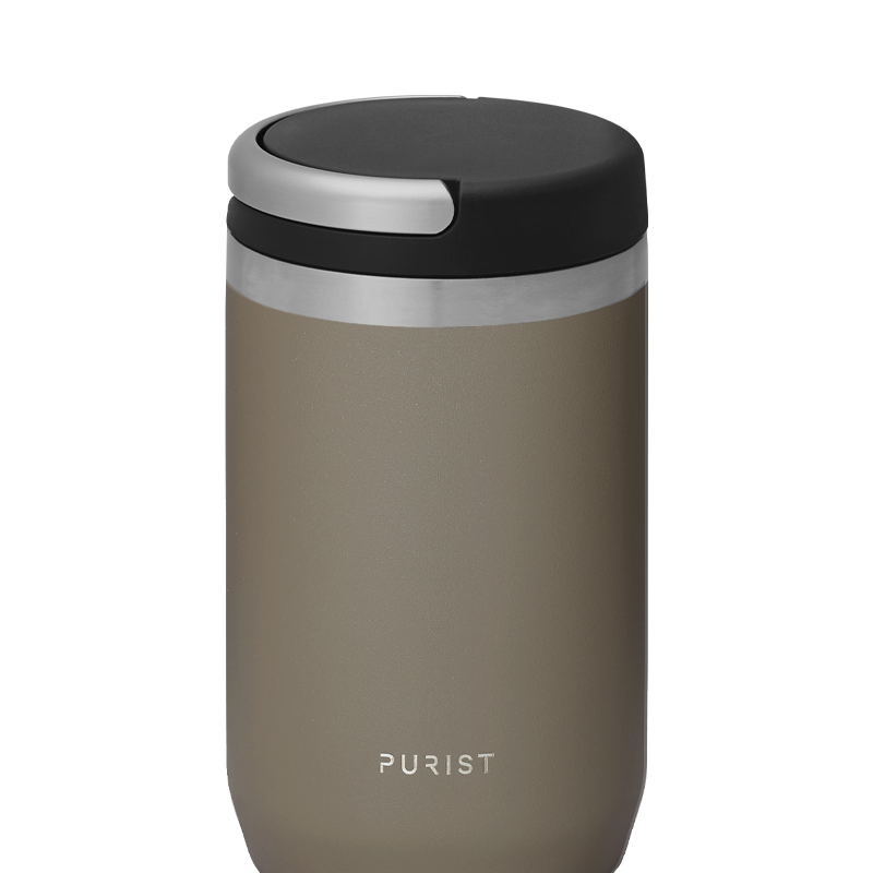 Glass-lined Purist 10 oz Maker Bottle in Clay with Element Lid.