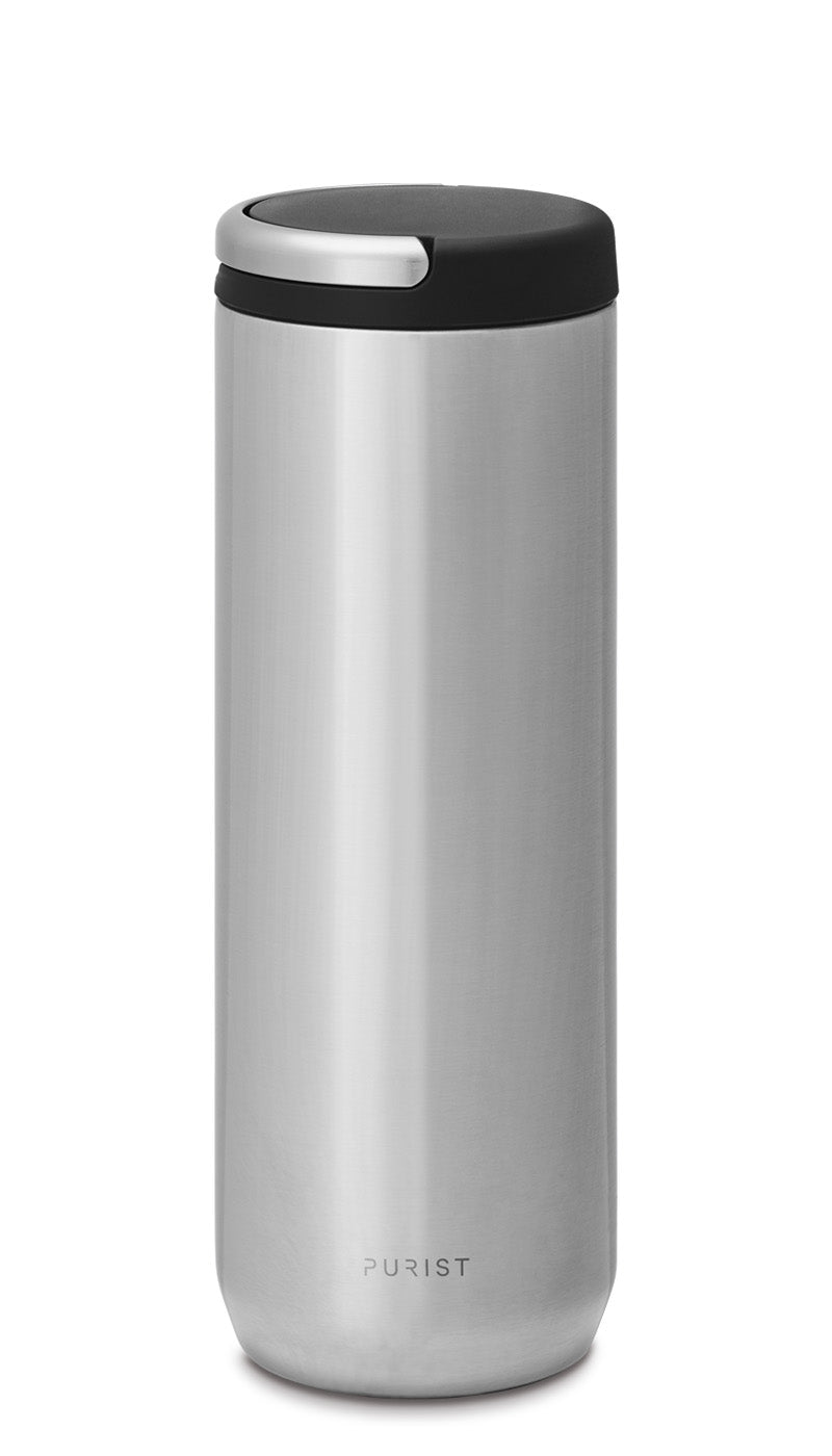 Glass-lined Purist 18 oz Mover Bottle in Bare with Element Lid.