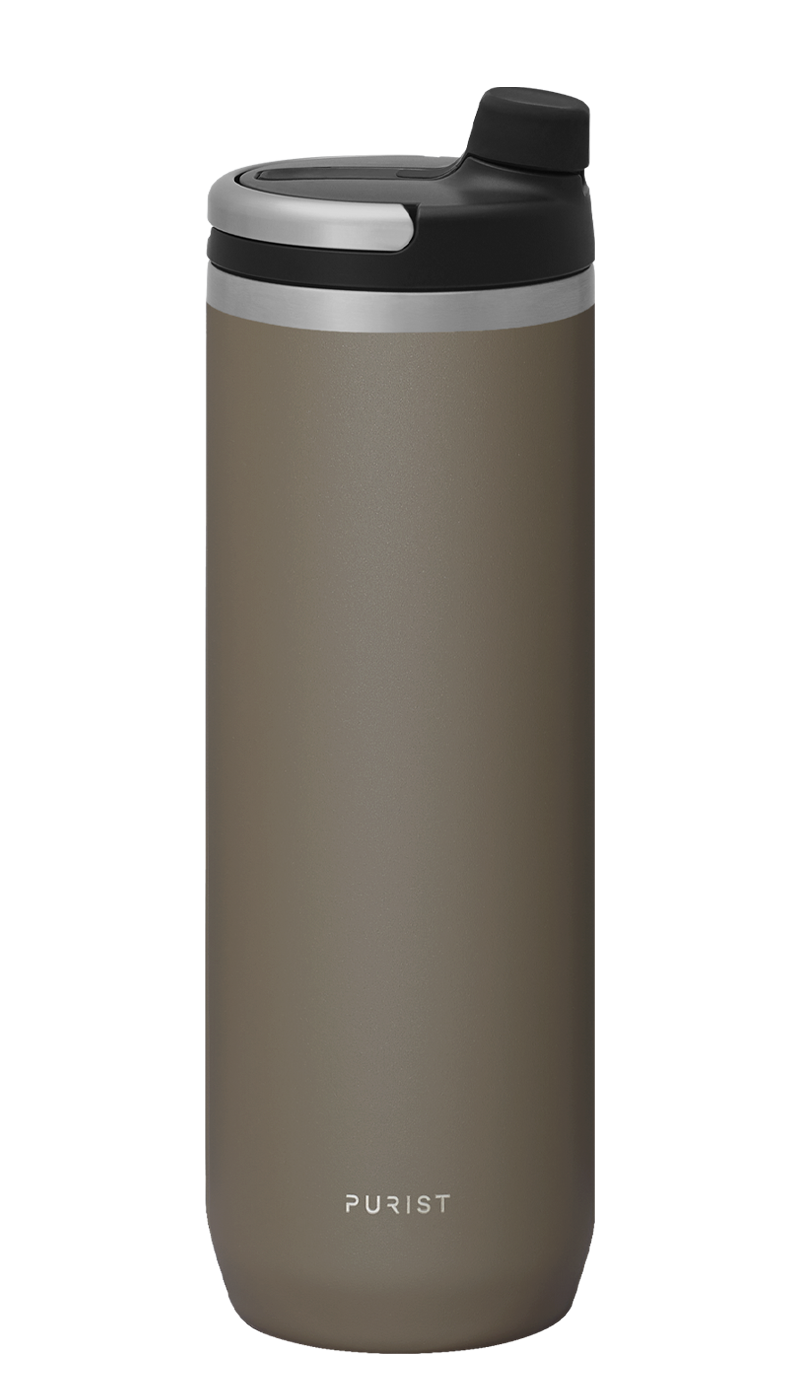 Glass-lined Purist 18 oz Mover Bottle in Clay with Union Lid.