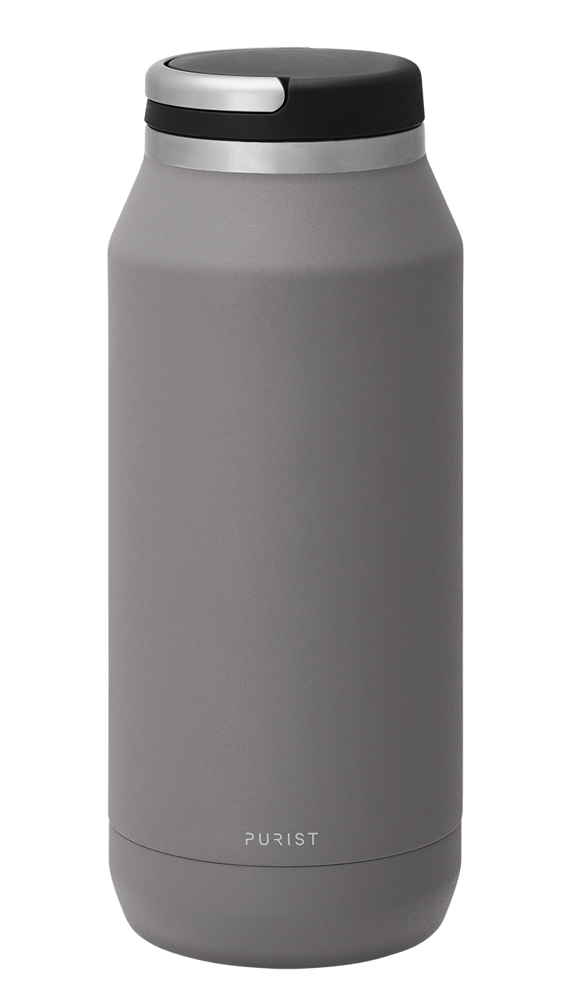 Glass-lined Purist 32 oz Founder Bottle in Ash with Element Lid.