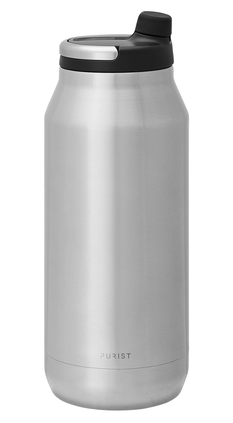 Glass-lined Purist 32 oz Founder Bottle in Bare with Union Lid.