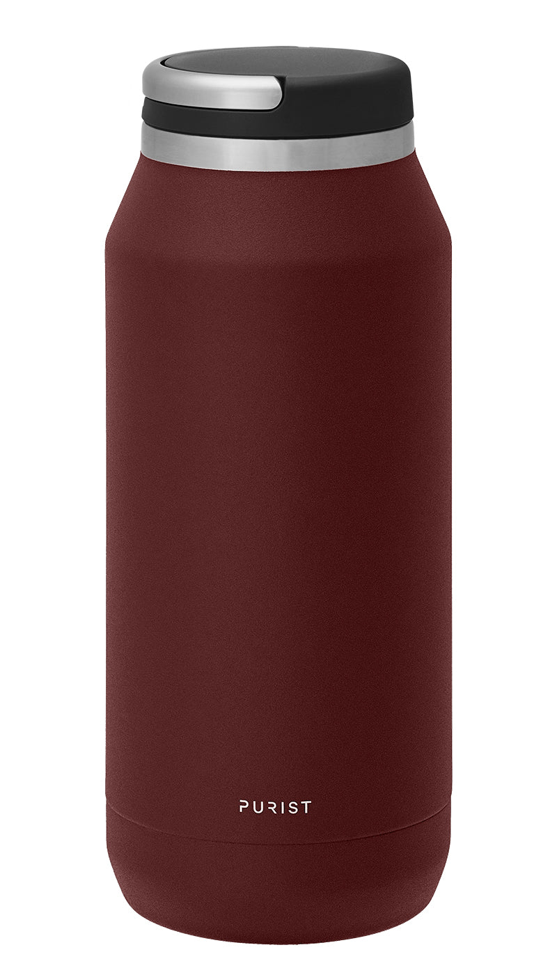 Glass-lined Purist 32 oz Founder Bottle in Rush with Element Lid.