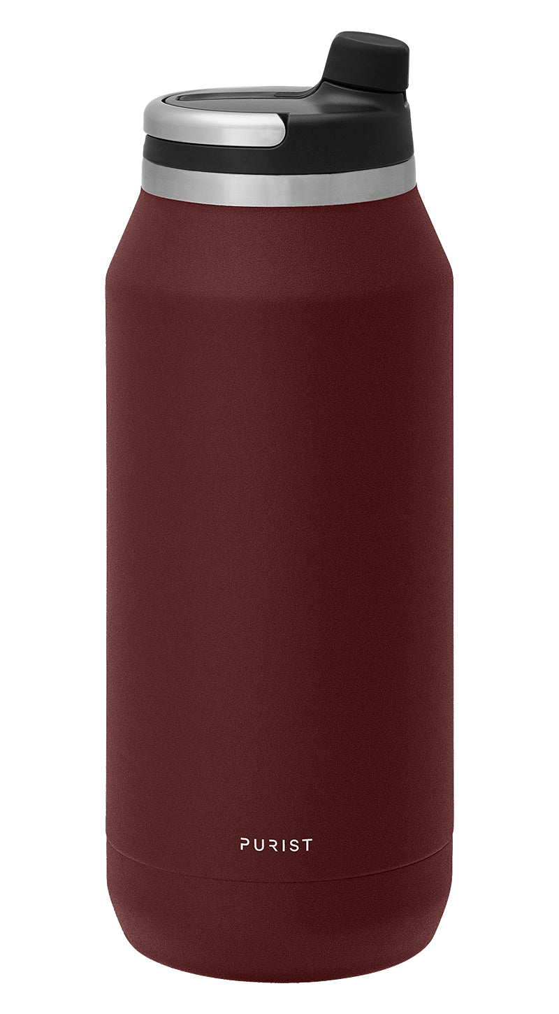 Glass-lined Purist 32 oz Founder Bottle in Rush with Union Lid.