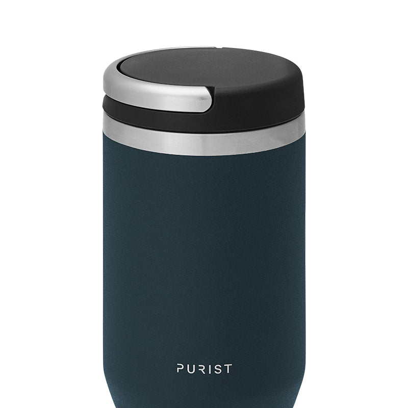 Glass-lined Purist 10 oz Maker Bottle in Drift with Element Lid.