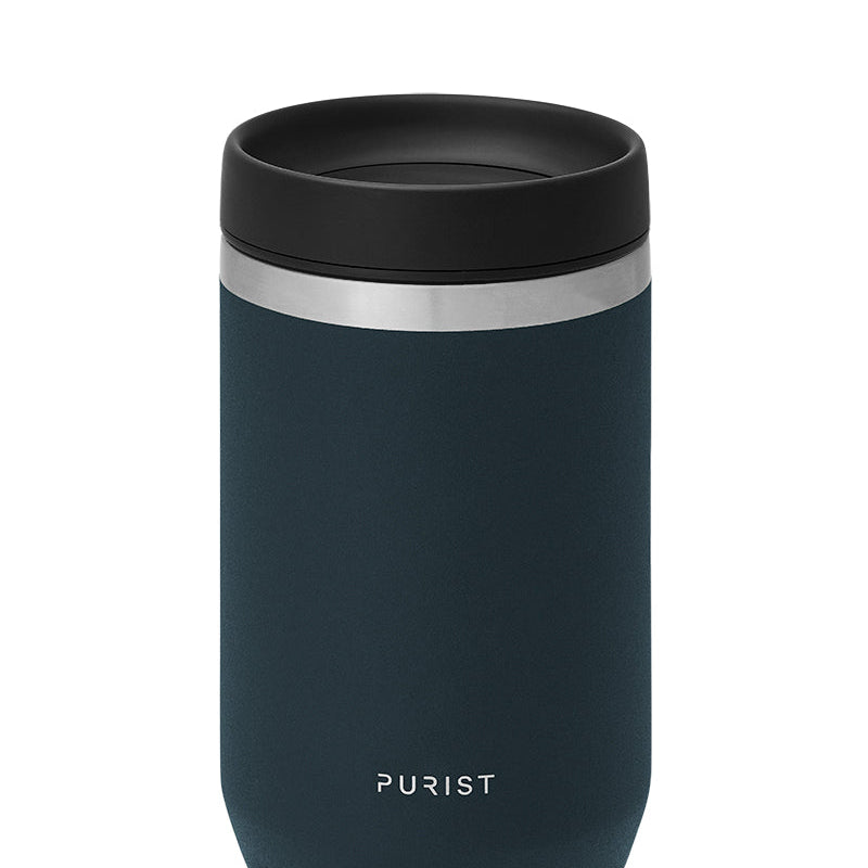 Glass-lined Purist 10 oz Maker Bottle in Drift with Scope Lid.