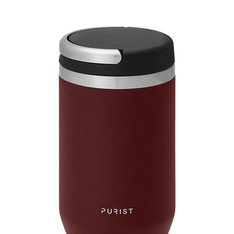Glass-lined Purist 10 oz Maker Bottle in Rush with Element Lid.