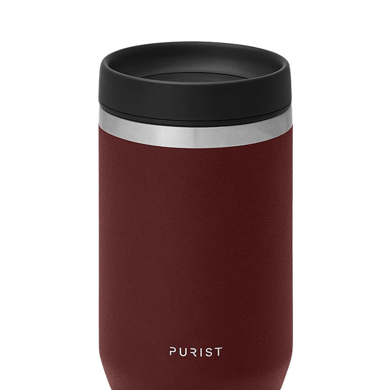 Glass-lined Purist 10 oz Maker Bottle in Rush with Scope Lid.