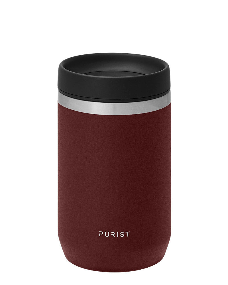 Glass-lined Purist 10 oz Maker Bottle in Rush with Scope Lid.