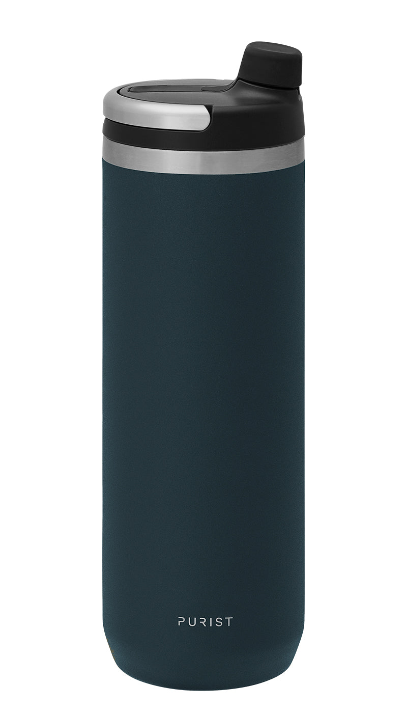 Glass-lined Purist 18 oz Mover Bottle in Drift with Union Lid.