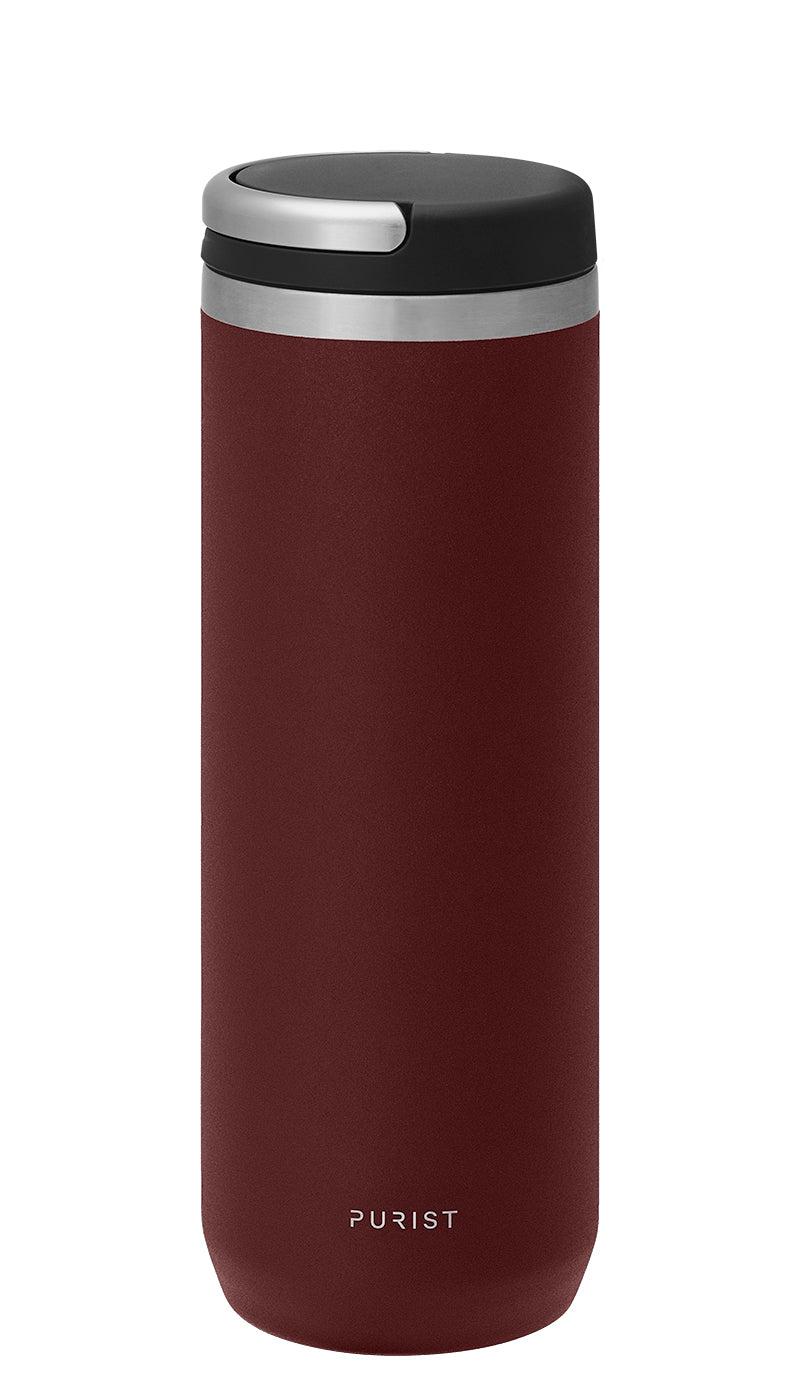 Glass-lined Purist 18 oz Mover Bottle in Rush with Element Lid.