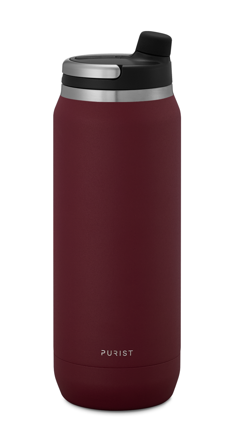 Glass-lined Purist 25 oz Traveler Bottle in Rush with Union Lid.