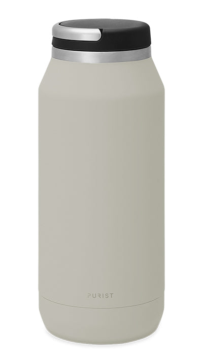 Glass-lined Purist 32 oz Founder Bottle in Bone with Element Lid.